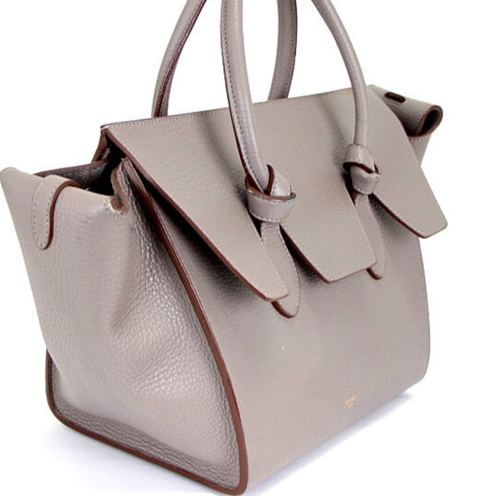 CELINE 
Tie Tote Bag Leather Gray Handbag - Picture 3 of 9